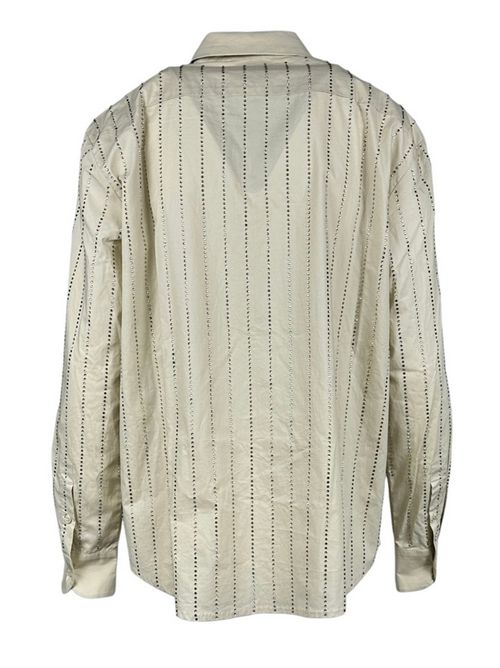 camicia donna strass beige MC2 Saint Barth | MEREDITH-POPELINE STRASS STRIPES11